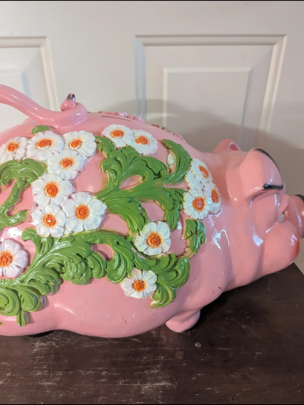 Vintage 1976 Pink Floral Ceramic Pig Piggy Bank - Picture 14 of 16